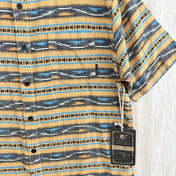 BILLABONG Shirt Men's Medium Short Sleeve Hawaiian Down Aztec Tribal Western - Picture 4 of 12